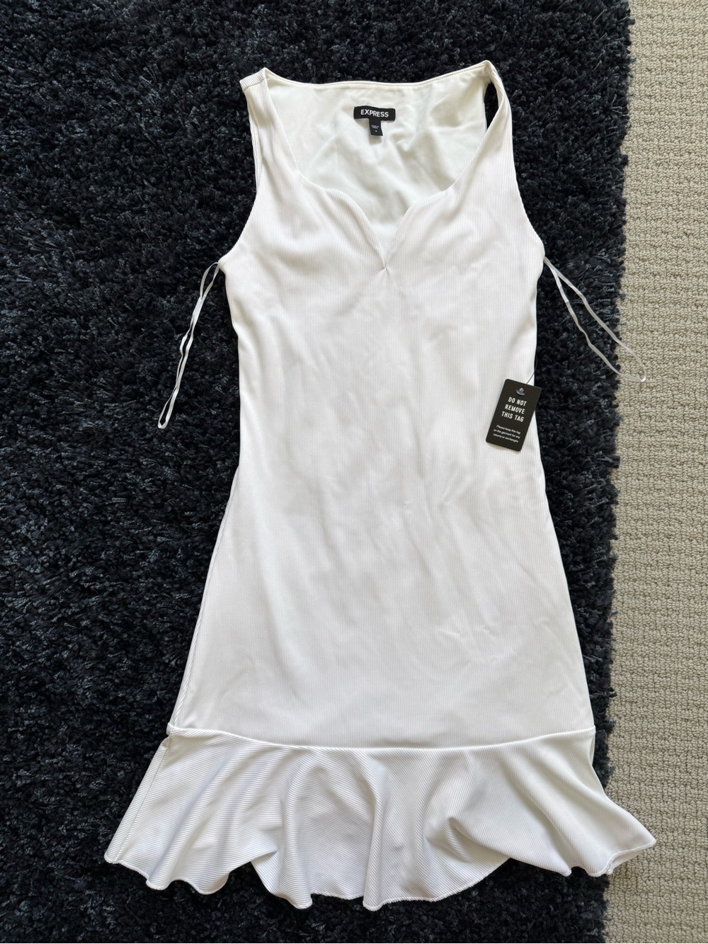 Express White Ruffle-Hem Tank Mini Dress